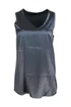 Brunello Cucinelli Sleeveless Silk Top In Grey