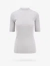Brunello Cucinelli Ribbed Cotton T-shirt Keyhole Back In Gray