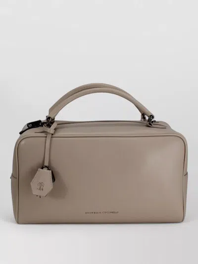 Brunello Cucinelli Top Handle Leather Shoulder Bag Design In Brown