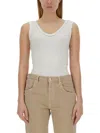 Brunello Cucinelli Monili-trim Stretch-cotton Tank Top In White