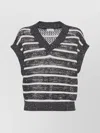 Brunello Cucinelli Top Linen Metallic Stripes