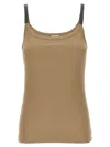 Brunello Cucinelli Ribbed Scoop Neck Sleeveless Top In Beige