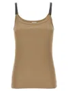 Brunello Cucinelli Ribbed Scoop Neck Sleeveless Top In Beige