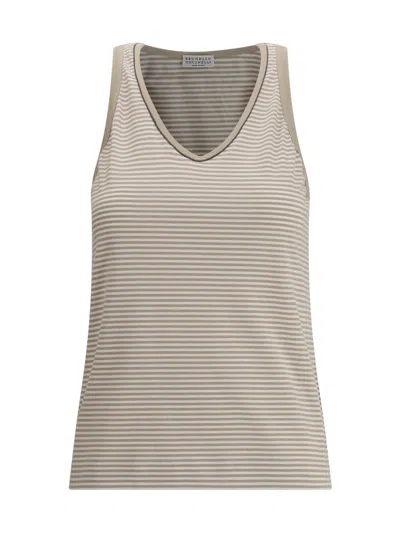 Brunello Cucinelli Striped Tank Top In Multi