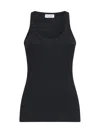 Brunello Cucinelli Ribbed-knit Cotton Tank Top In Nero