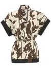 Brunello Cucinelli Leaf-print Cotton Blouse In Panama/tabacco