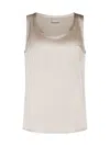Brunello Cucinelli Round-neck Silk Top In Gold