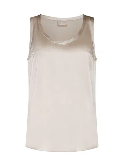 Brunello Cucinelli Round-neck Silk Top In Gold
