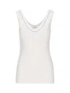 Brunello Cucinelli Monili-trim Stretch-cotton Tank Top In White