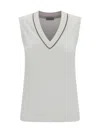 Brunello Cucinelli Ribbed Jersey Top In White