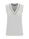 Brunello Cucinelli Ribbed Jersey Top In White