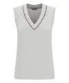 Brunello Cucinelli Ribbed Jersey Top In White
