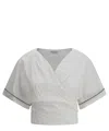 Brunello Cucinelli Monili Embellished Cropped Blouse In White