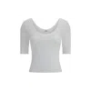 Brunello Cucinelli White U-neck T-shirt With Back Monil Detail In Cotton Woman In White