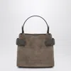 Brunello Cucinelli Tophandle Essence Small Brown Bag With Precious Bands In Gray