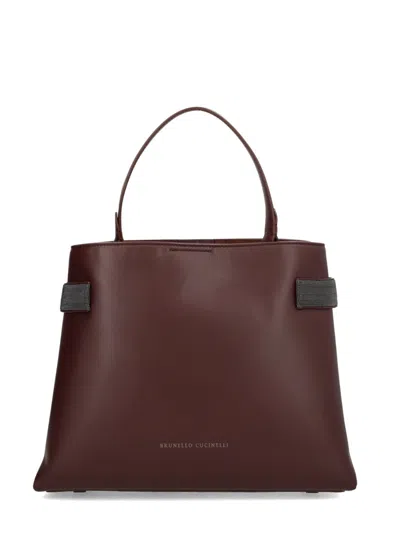 Brunello Cucinelli Top-handle Essence Tote Bag In Burgundy