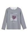 Brunello Cucinelli Topographic-print Long-sleeved T-shirt In Gray