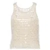 Brunello Cucinelli Sequin-embellished Open-knit Cotton-blend Vest In Beige