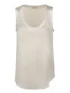 Brunello Cucinelli Stretch Silk Satin Top In Beige