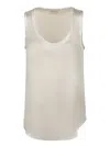 Brunello Cucinelli Stretch Silk Satin Top In Beige