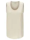 Brunello Cucinelli Stretch Silk Satin Top In Beige