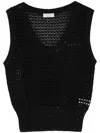 Brunello Cucinelli Sleeveless V Neck Knitwear With Ribbed Hem In Black