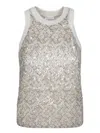 Brunello Cucinelli White Gold Sequin Top In Grey