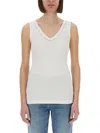 Brunello Cucinelli Monili-trim Stretch-cotton Tank Top In White