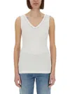 Brunello Cucinelli Monili-trim Stretch-cotton Tank Top In White