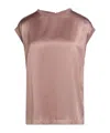 Brunello Cucinelli Solid Stretch Satin Top In Pink