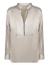 Brunello Cucinelli Women Silk Stretch Satin Blouse In Sand