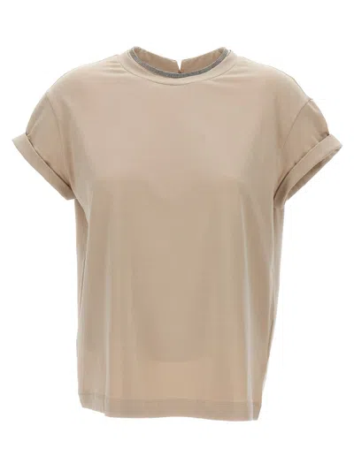Brunello Cucinelli Beige Crewneck T-shirt In Neutral