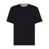 Brunello Cucinelli Double Layer Crewneck T-shirt Featuring Elegant Piping In Blue