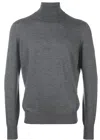 Brunello Cucinelli Wool Turtleneck Sweater With Ribbed Cuffs And Hem In Gray
