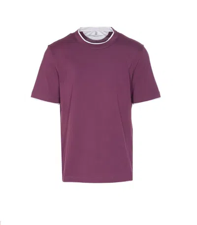 Brunello Cucinelli Men Faux Layering T-shirt In Pink