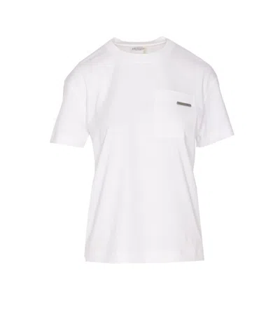 Brunello Cucinelli Short Sleeve Top Featuring Pocket Detail In White