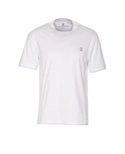 Brunello Cucinelli Men Logo And Faux Layering T-shirt In White