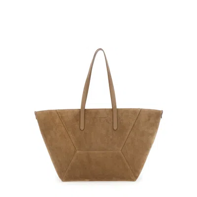 Brunello Cucinelli Tote Bag Duo Bag Medium With Beige Leather Handles For In Sand