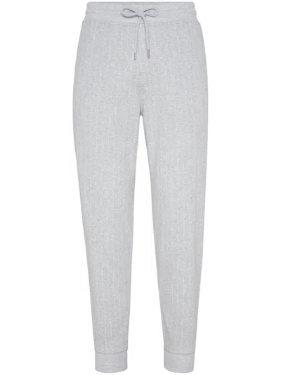 Brunello Cucinelli Striped Track Pants In Gray