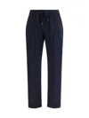 Brunello Cucinelli Track Stretch-fleece Trousers With Monili Detailing In Blue