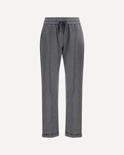 BRUNELLO CUCINELLI TRACK STRETCH-FLEECE TROUSERS WITH MONILI DETAILING