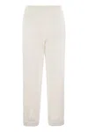 Brunello Cucinelli Track Trousers In Light Cotton Fleece In White