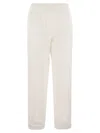 Brunello Cucinelli Track Trousers In Light Cotton Fleece In White