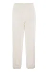 Brunello Cucinelli Track Trousers In Light Cotton Fleece In White