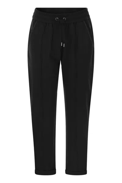 BRUNELLO CUCINELLI BRUNELLO CUCINELLI TRACK TROUSERS IN LIGHTWEIGHT STRETCH COTTON FLEECE WITH MONILINE