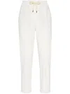 Brunello Cucinelli Track Trousers In Lightweight Stretch Cotton Fleece With Moniline In White
