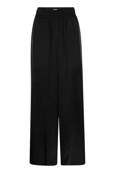 Brunello Cucinelli Track Trousers In Stretch Silk Satin In Black
