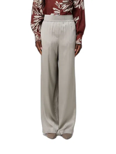 Brunello Cucinelli Track Trousers In Stretch Silk Satin In Gray