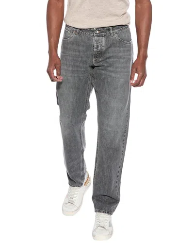 Brunello Cucinelli Traditional Fit Black Straight Jean In Multi
