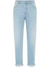 Brunello Cucinelli Slim-cut Cotton Jeans In Blue